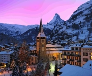 Zermatt resort guide at dusk